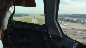 A330-300 landing at Zürich Kloten Runway 34 Cockpitview