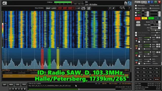 25.05.2021 17:24UTC, [Es], Radio SAW, Германия, 103.3МГц, 1739км