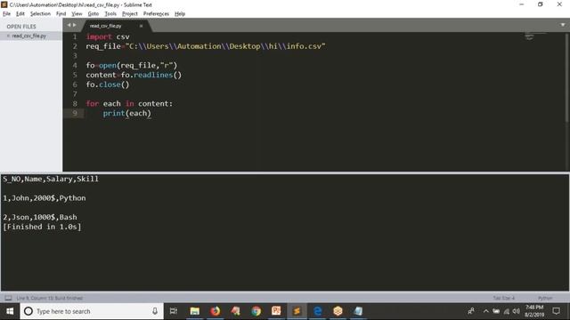 62.Complete Python Basics for Automation - Introduction to csv files/How to read a csv using python