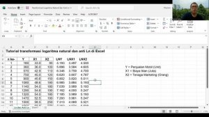 Tutorial Transformasi Logaritma Natural dan Anti Ln di Excel