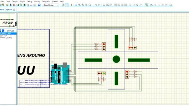 4 WAY TRAFFIC LIGHT USING ARDUINO Proteus 8 Professional Schematic Capture 2021 08 22 19 25 18 смотреть онлайн