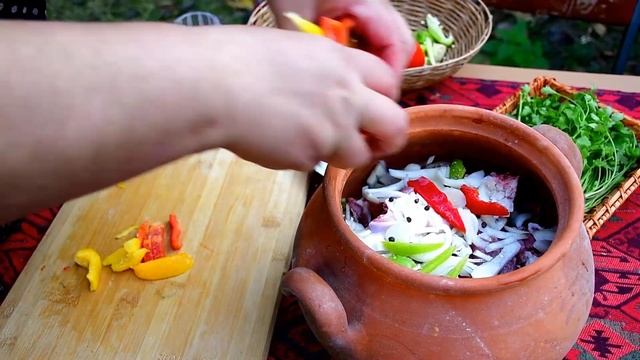 Azerbaijan Village Cooking, National Dish BUGLAMA, (Goat Meat) Outdoor Cooking смотреть онлайн