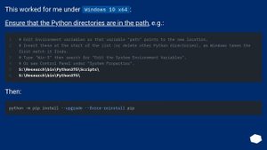 Pip - Fatal error in launcher: Unable to create process using '"'