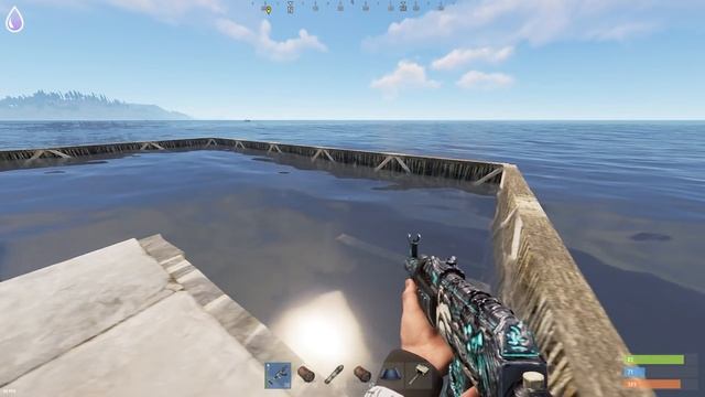 Невидимая ферма на воде на краю карты, возле нефтевышки в Rust/Раст