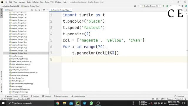 16. Python Turtle Graphic Design - Speed Code || Tripple Colour Amazing Unique Design
