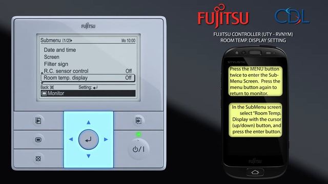 Video 115 - Fujitsu UTY-RVNYM Room Temperature Display settings смотреть онлайн