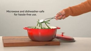 Жаровня  - Голландская печь с чугунной эмалированной крышкой, красная 5.6 л