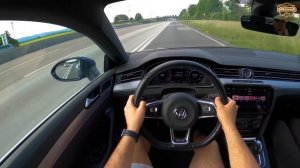 VW Arteon R-Line 2.0 TSI DSG 190HP TOP SPEED POV Test Drive, 100-200 Acceleration on Autobahn ?️