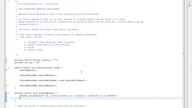 What is Static Variable ,Static Method,Static Block in Java Java Interview Question And Answer смотреть онлайн