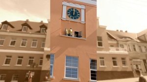 Музыкальные часы на здании ратуши в г. Гвардейске, Калининградская область.