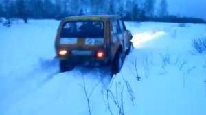 Нива по сырому снегу на кордиант офф роуд