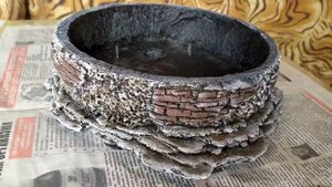 DIY cement pot . Кашпо горшок для бонсая...