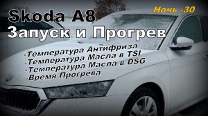 Skoda A8: Прогрев в -30 ночью. Замер Температуры Масла и Антифриза. Масло в Коробке. (2024)