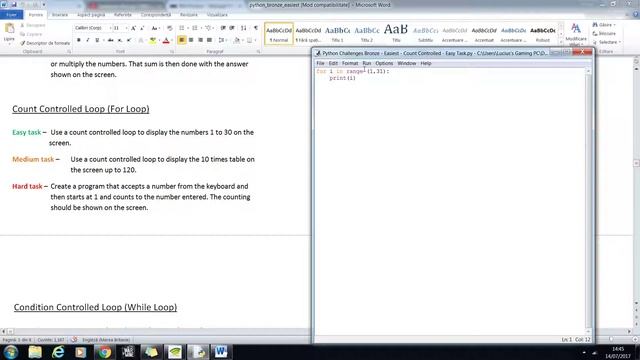 Python Tutorials - Part 16 - Count Controlled Loops - Easy Task смотреть онлайн