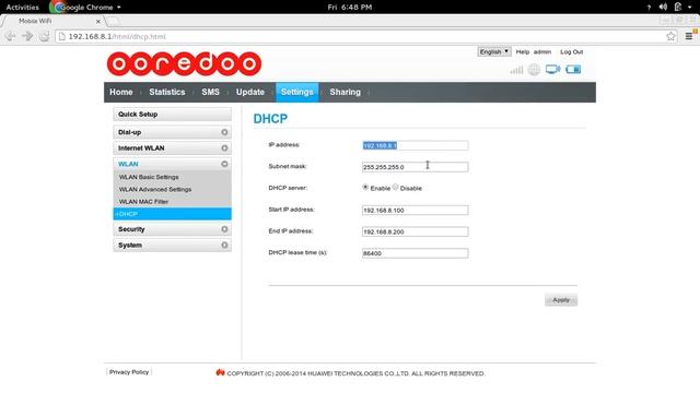 How to Ooredoo Qatar Enable or Disable DHCP WiFi Router Hotspot Dongle смотреть онлайн