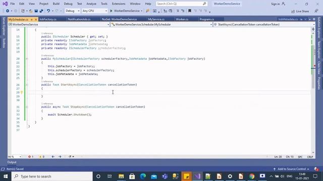 Job scheduler using quartz.net with worker service in C# (dotnet core)