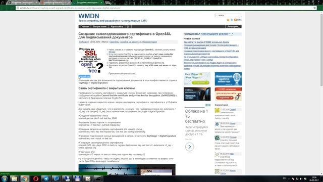 Создание самоподписного SSL-сертификата OpenSSL Windows