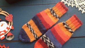 Детские носочки спицами, Длина стопы - 13 см. Вязание