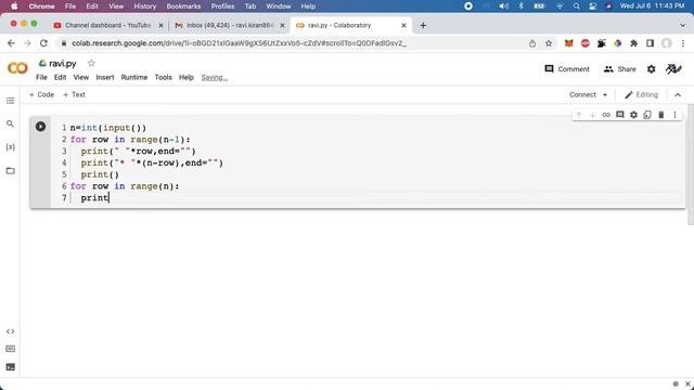 Sand Glass Star Pattern in Python | CCBP Python Assignment 2 Problem Solution