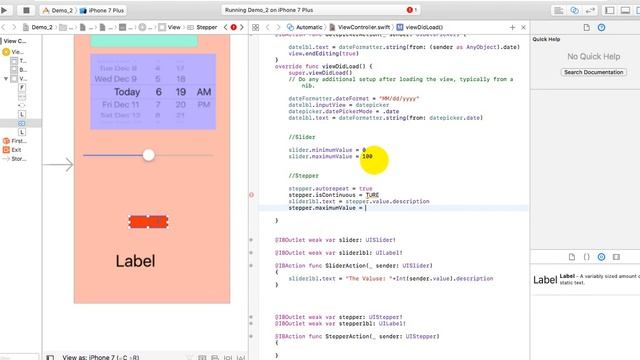 Tutorial 10: Stepper in iOS swift | SegmentedControl | How To Use A Stepper In XCode