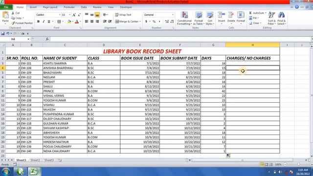 USE DATEDIF() FUNCTION & IF CONDITION IN M.S EXCEL,MANAGE STUDENT LIBRARY BOOK RECORD смотреть онлайн