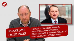 Реакция3.10.23 Не так страшен Запад, как его малюют, враг делает с нами лишь то что мы ему позволяем