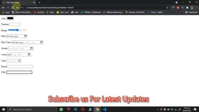 New Input types in HTML 5| Class 25 | || Coding college ||