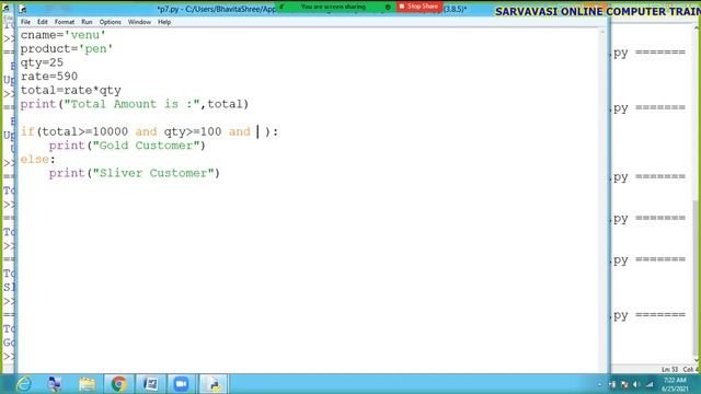 Online Python Programming :Logical   Operators:Day-10 #SARVAVASI #ONLINE