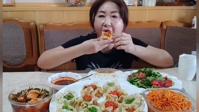 REAL MUKBANG ✔ПРИГОТОВИЛА САМЫЕ КРАСИВЫЕ МАНТЫ -ХРИЗАНТЕМЫ! ОЙ КАК ВКУСНО!!!