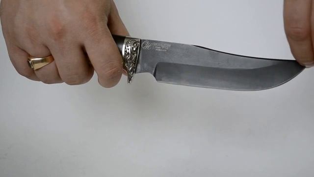 Нож Амур из стали Р12 с рукоятью из граба с берестой. смотреть онлайн