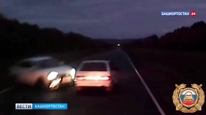 Появилось видео момента страшной аварии в Башкирии, в которой заживо сгорели два человека