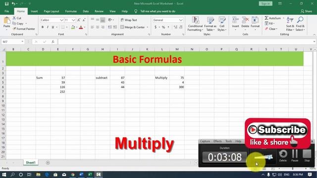 MS #Excel Formula Average, Sum, subtract Multiply Percentage, If Function, Merge & Center etc смотреть онлайн
