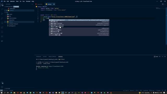 Javascript Axios Nodejs Dowload Progressbar