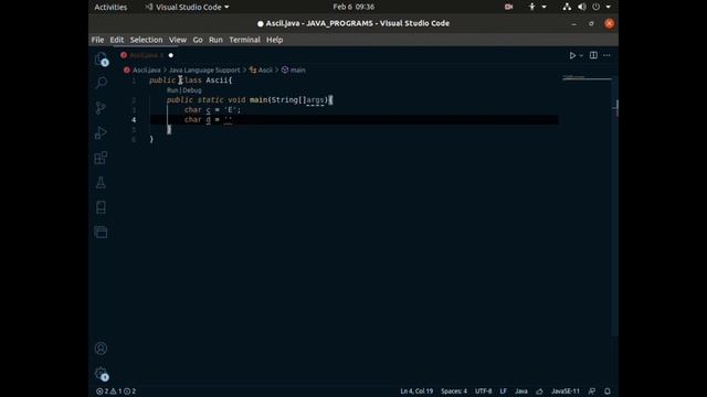 Find Ascii value using java
