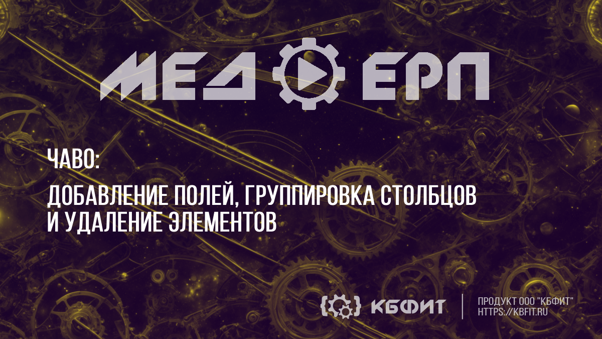 КБФИТ: МЕДЕРП. ЧАВО: Как добавить поля, сгруппировать столбцы и удалить элементы?