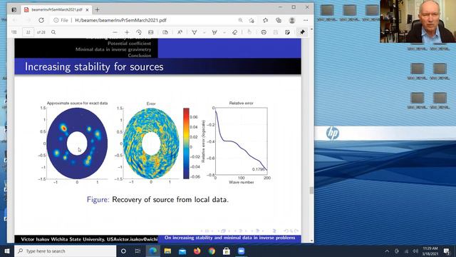 International Zoom Inverse Problems Seminar, March 18, 2021, Victor Isakov (Wichita State) смотреть онлайн