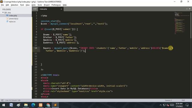 Insert Form Data into MySQL Database using PHP in Hindi | MySQLi and PHP |