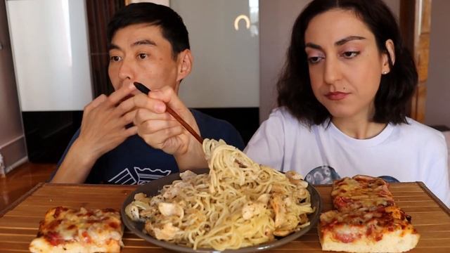 мукбанг  сливочная лапша с курочкой  домашняя "мамина" пицца  не асмр    что мы будем снимать?