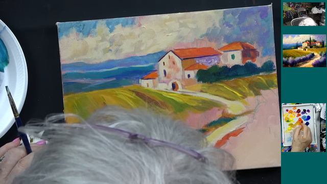 "How to Paint a Tuscan Farm and Lavender Field  that is Simple but Elegant with Ginger Cook"
