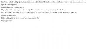 Unix & Linux: Jenkins permission to build in home dir