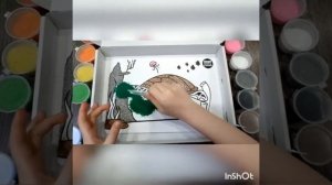 Раскраска трафарета Черепаха с помощью набора “Раскраска цветным песком” Colorit