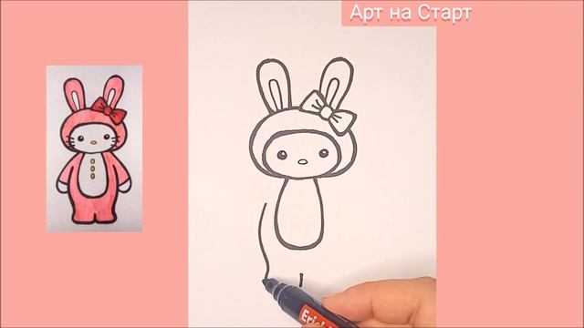 Hello Kitty Как нарисовать Котёнка Китти Наклейка Простые Рисунки для Дневника Открытки How to Draw