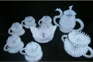 Модульное оригами Чайный сервиз Чайник из бумаги