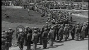 US flag raising ceremony signifies official securing of the Okinawa Island, Japan...HD Stock Footag