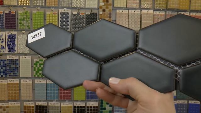 Черная матовая керамическая мозаика ромб
