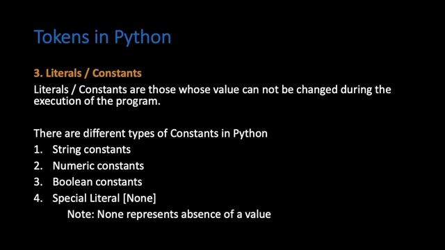 Python Class 12-Chapter1-Part1|Tokens|Keywords|Identifiers|Literals| Punctuators|Operators- In Hind