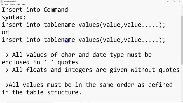 Insert into Command | Data Manipulation Language | MySQL