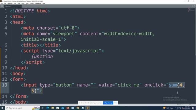 Function in JavaScript/ onClick event