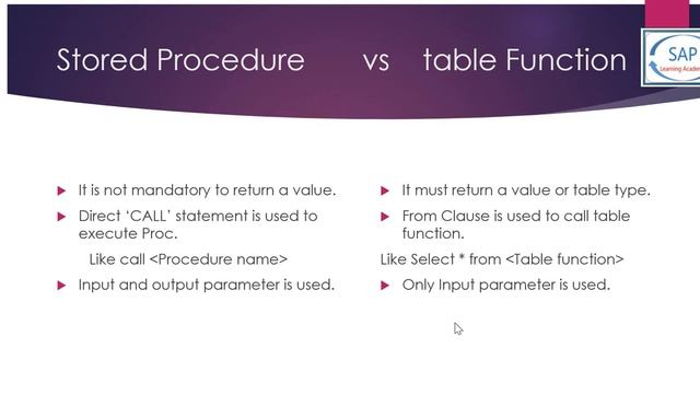 Difference between stored procedure and table function in SAP HANA | Function vs Procedure in SAP