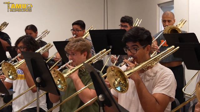 Full TAMUK Trombone Choir rehearsing Danzon #2 by Arturo Marquez смотреть онлайн